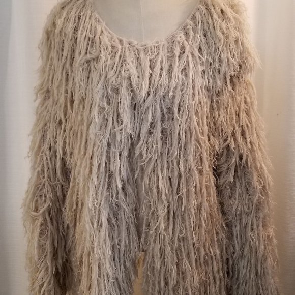 Faithful Cream Shaggy Jacket M - Picture 2 of 9